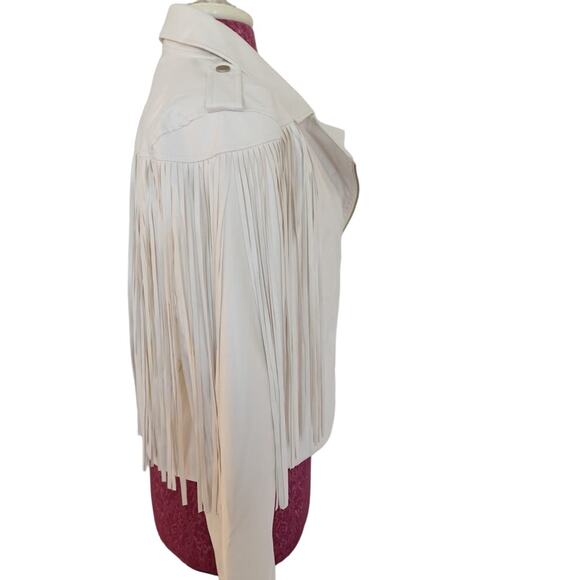 MAIN STRIP CREAM FRINGED SHORT CROP JACKET Boho WOMANS Large - Picture 4 of 11